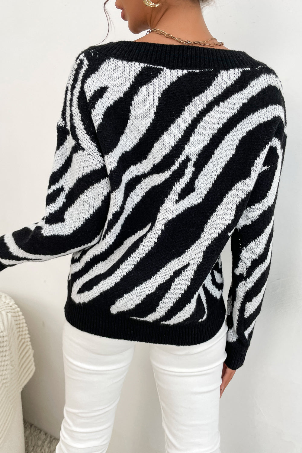 Perfee Zebra Print Sweater