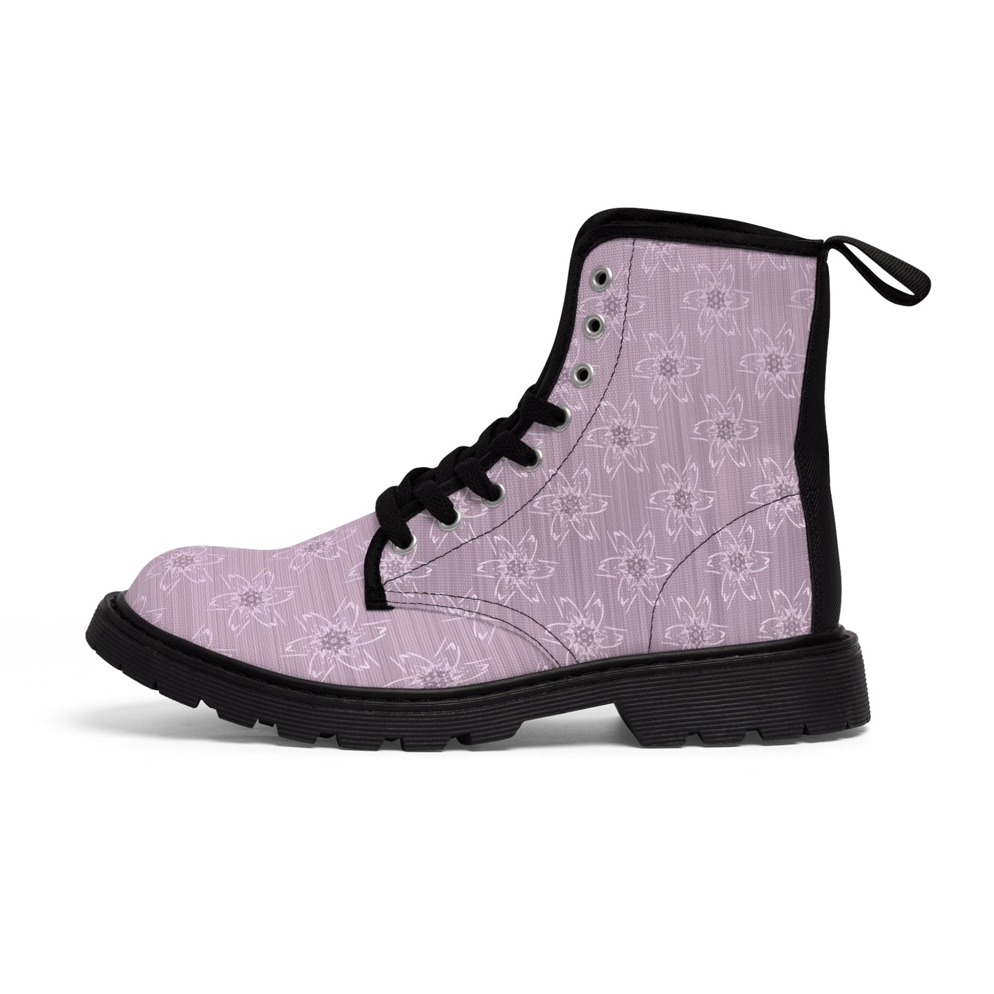 Women's Light Pink Floral Canvas Boots