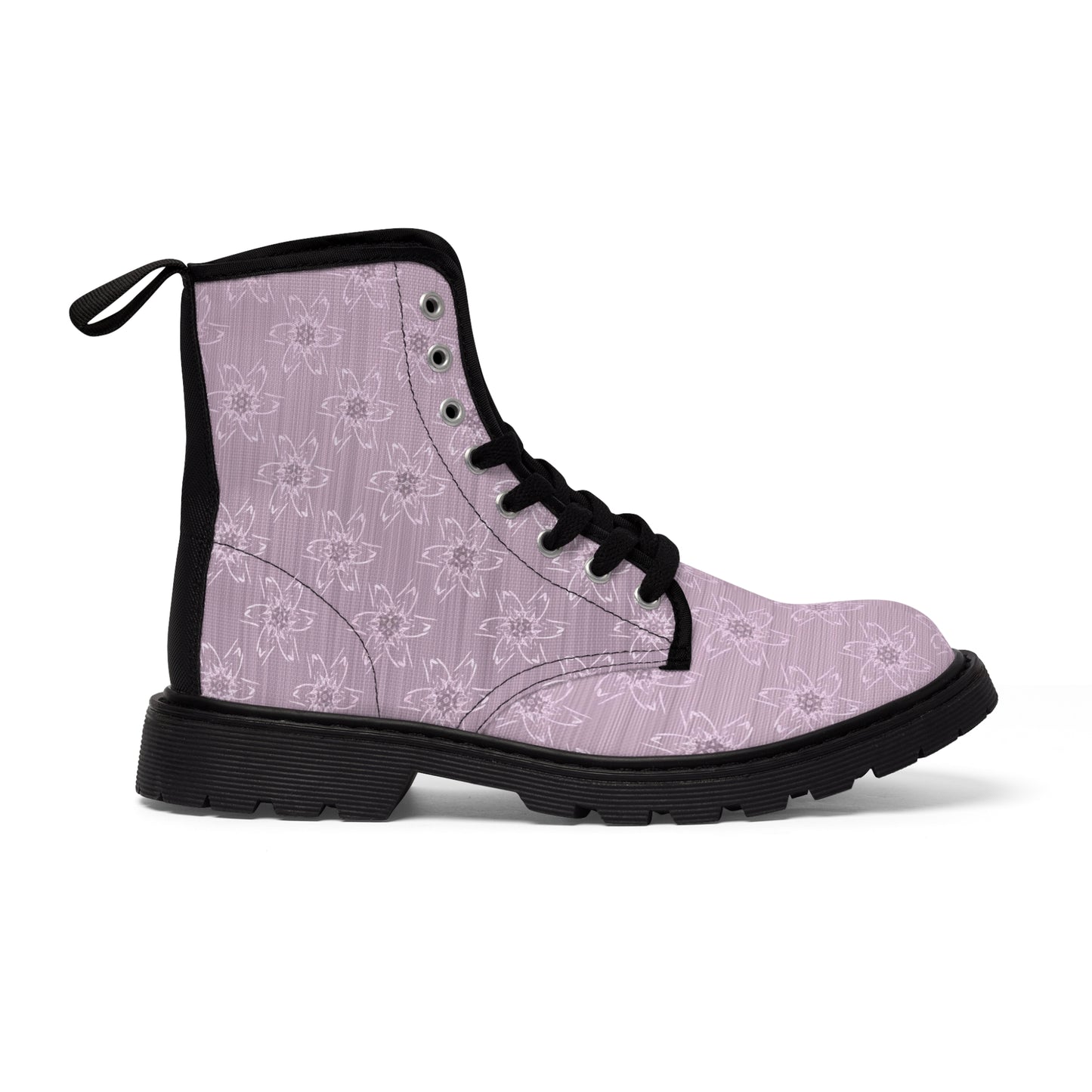 Women's Light Pink Floral Canvas Boots