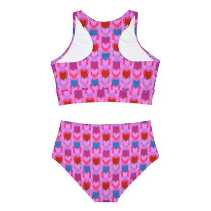 Sporty Bikini Set (AOP) Heart Print