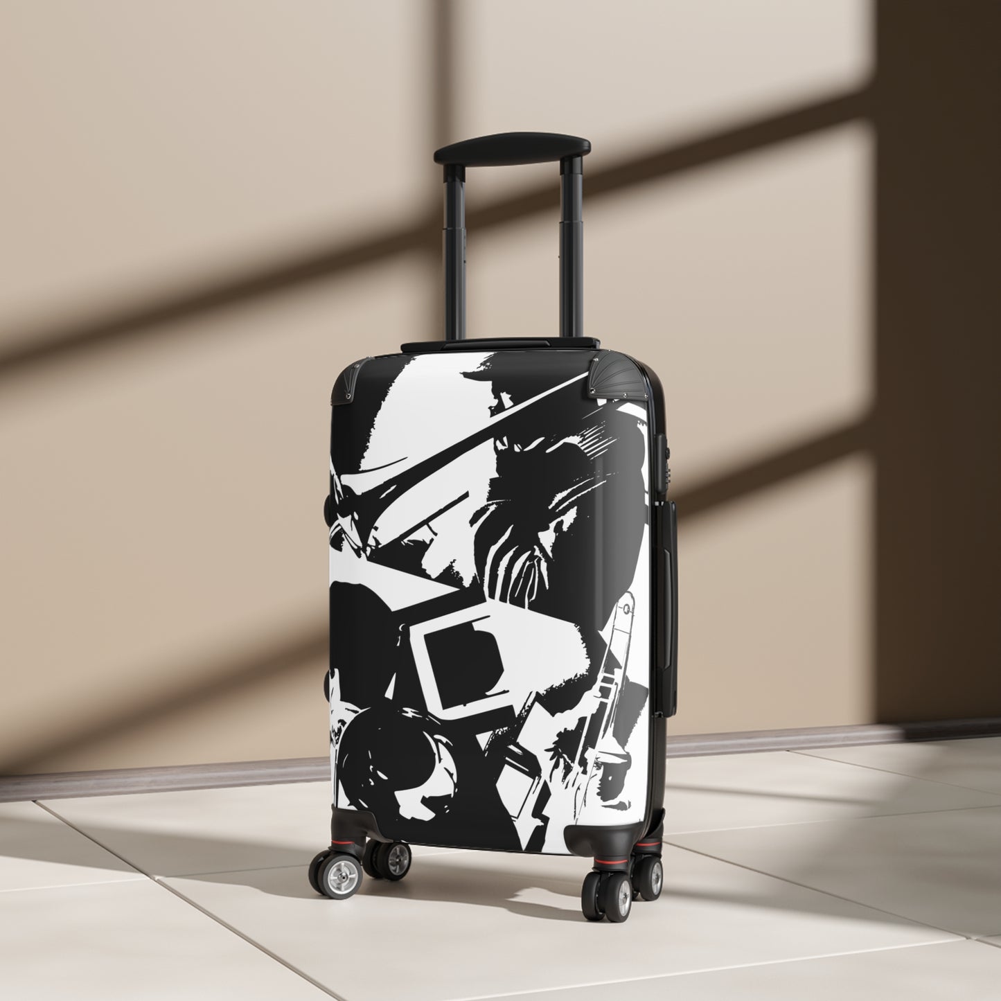 Suitcase Trombone Print Black & White