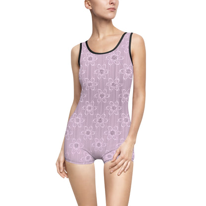 Women's Light Pink Floral Vintage Swimsuit (AOP)