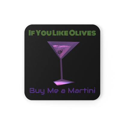 Corkwood Coaster Set - Buy Me a Martini 4 Pack