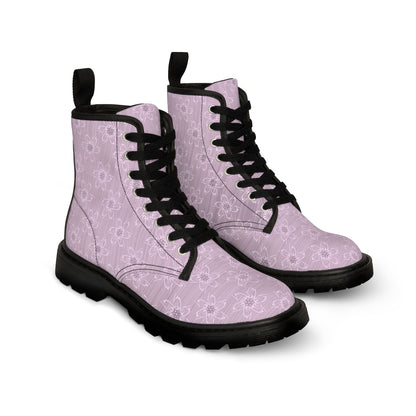 Women's Light Pink Floral Canvas Boots