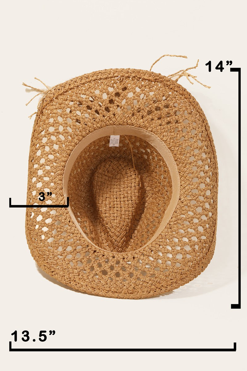 Fame Cowrie Shell Beaded String Straw Hat