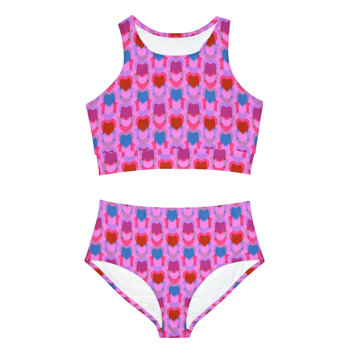 Sporty Bikini Set (AOP) Heart Print