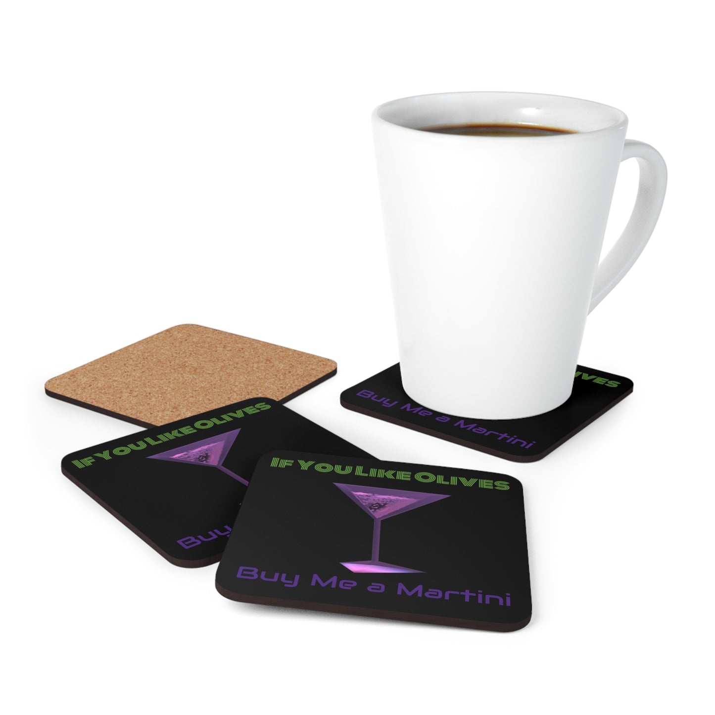 Corkwood Coaster Set - Buy Me a Martini 4 Pack