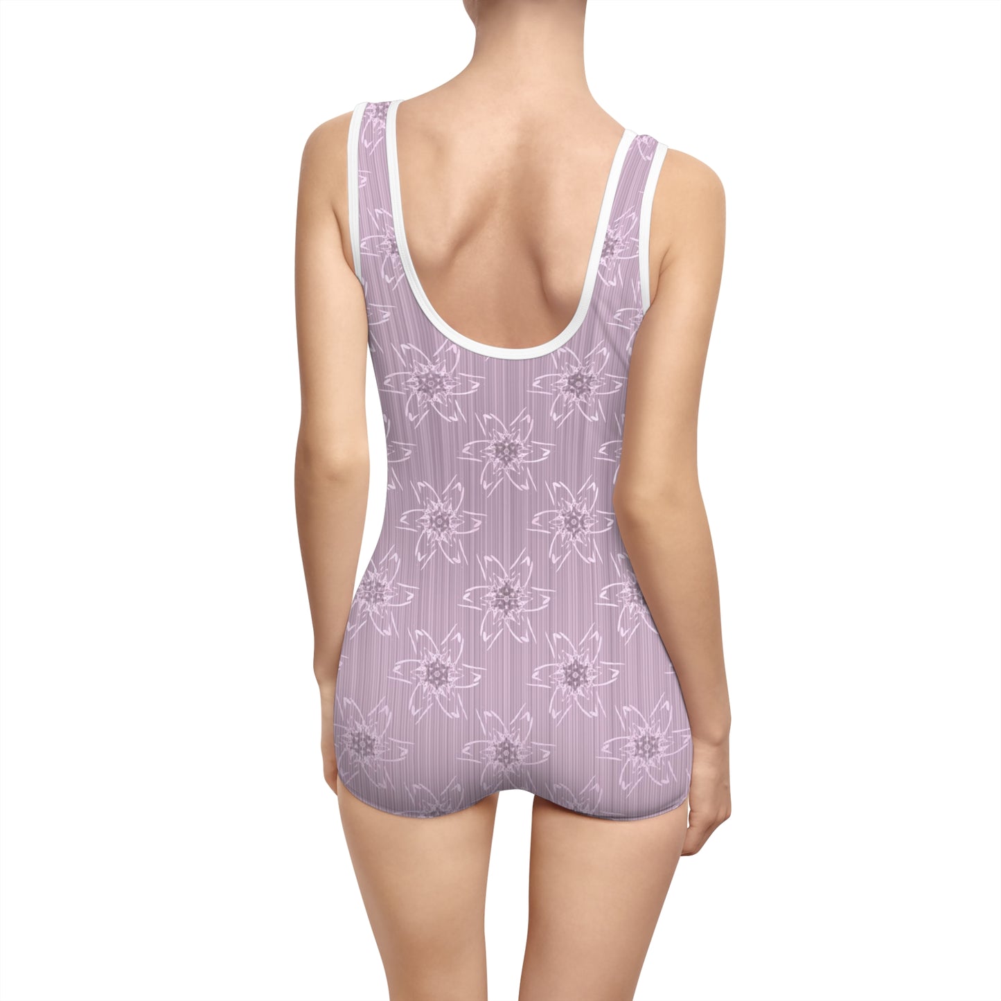 Women's Light Pink Floral Vintage Swimsuit (AOP)