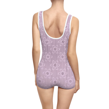 Women's Light Pink Floral Vintage Swimsuit (AOP)