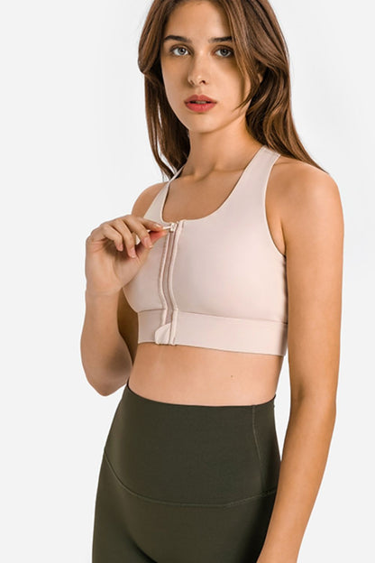 Zip Up Racerback Sports Bra