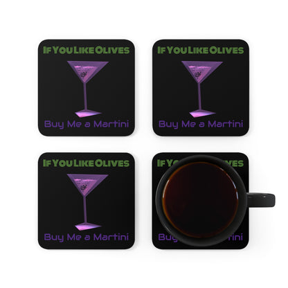 Corkwood Coaster Set - Buy Me a Martini 4 Pack