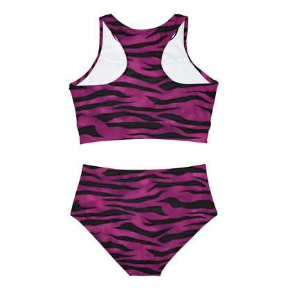 Sporty Bikini Set (AOP) Animal Print in Purple