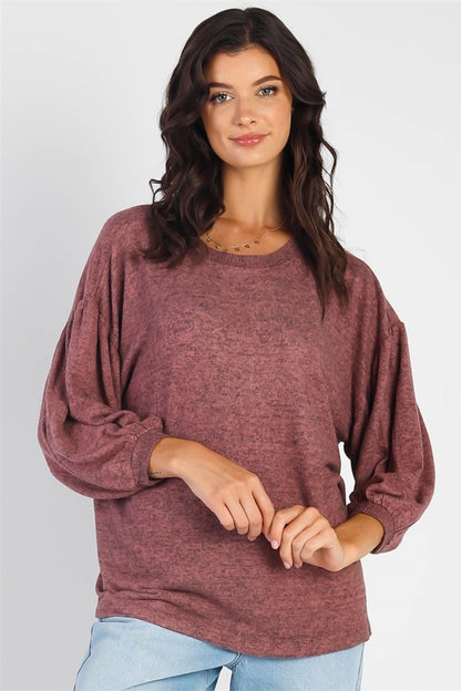 Cherish Apparel Drop Shoulder Puff Sleeve Top