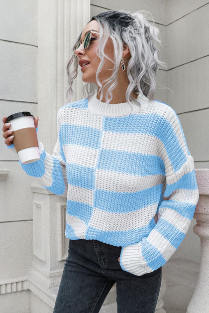 Color Block Dropped Shoulder Sweater