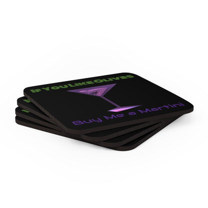 Corkwood Coaster Set - Buy Me a Martini 4 Pack