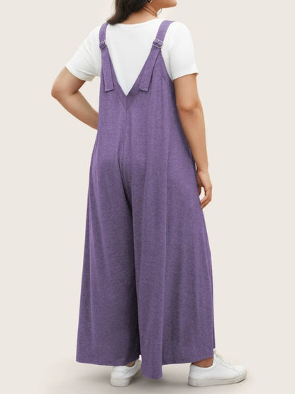 Full Size Pocketed Wide Leg Overalls