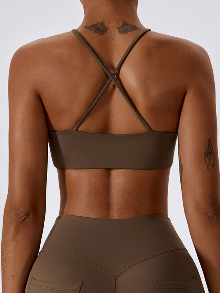 Cropped Halter Neck Sports Bra