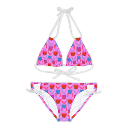 Strappy Bikini Set (AOP) Heart Print