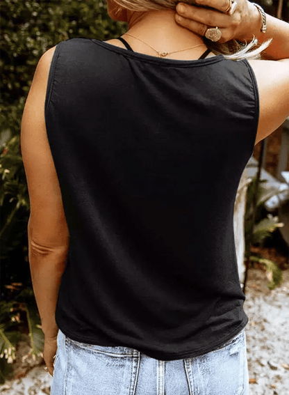 Star and Stripe Notched Neck Tank