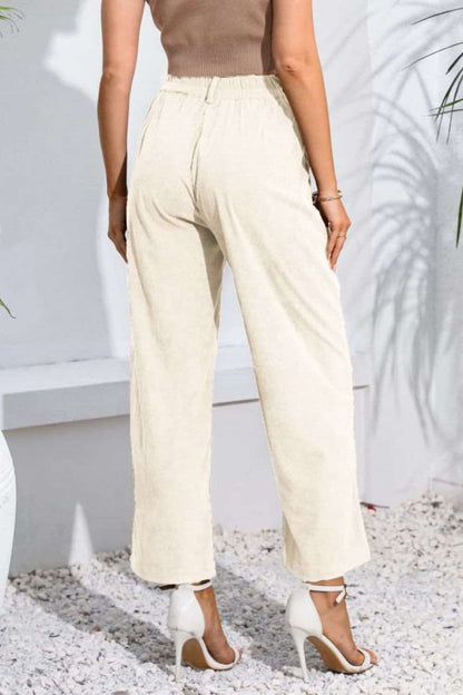 Buttoned Straight Hem Long Pants