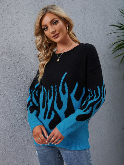 Angel Wings Printed Round Neck Long Sleeve Sweater