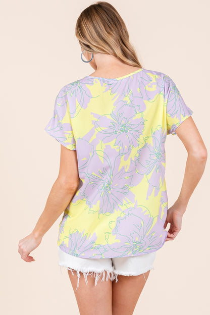 BOMBOM Floral Short Sleeve T-Shirt