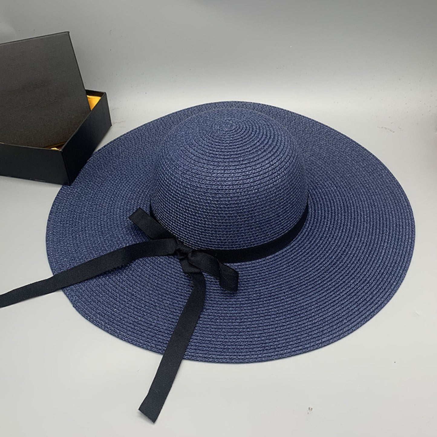 Bow Paper Braided Wide Brim Hat