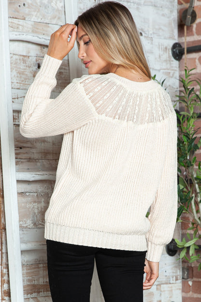 Round Neck Rib-Knit Sweater