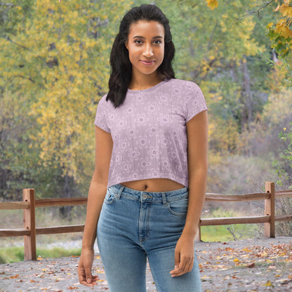 Women's Light Pink Floral Crop Tee