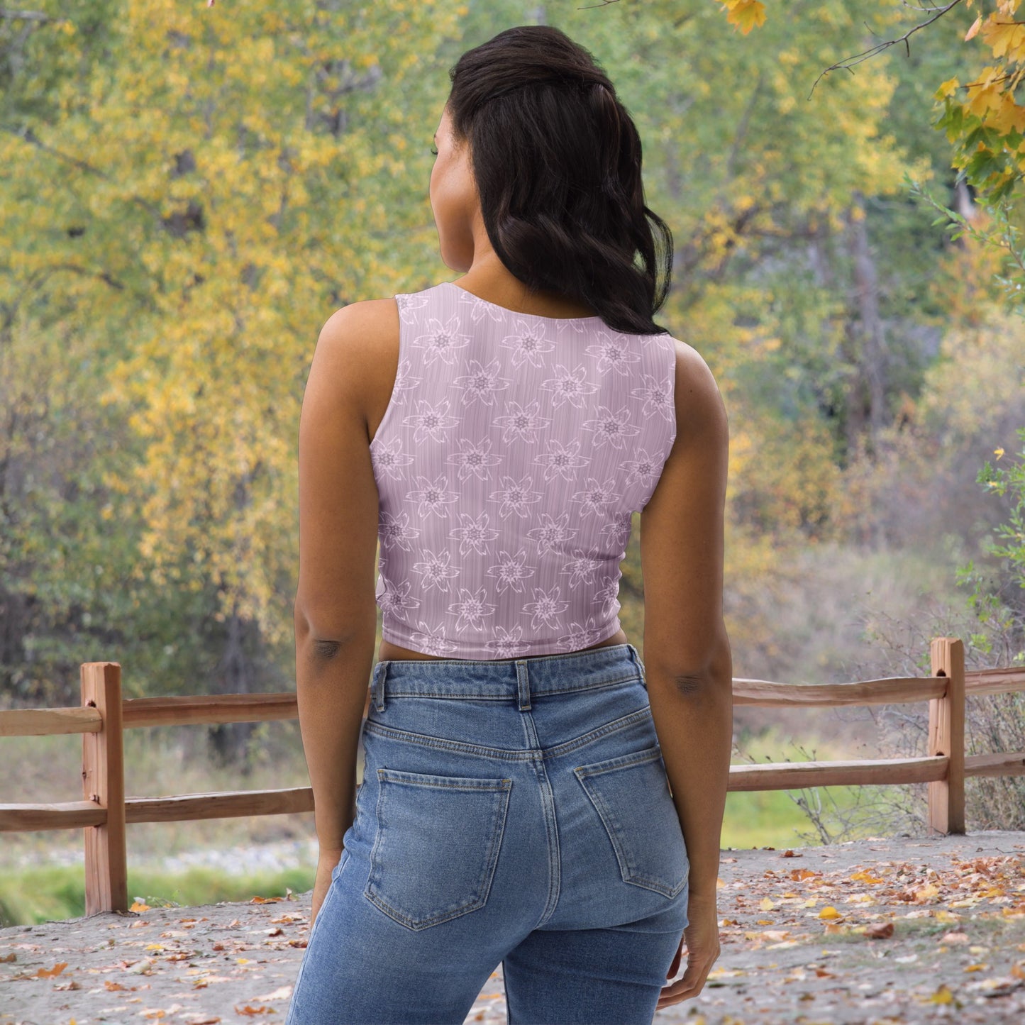 Women's Light Pink Floral Crop Top