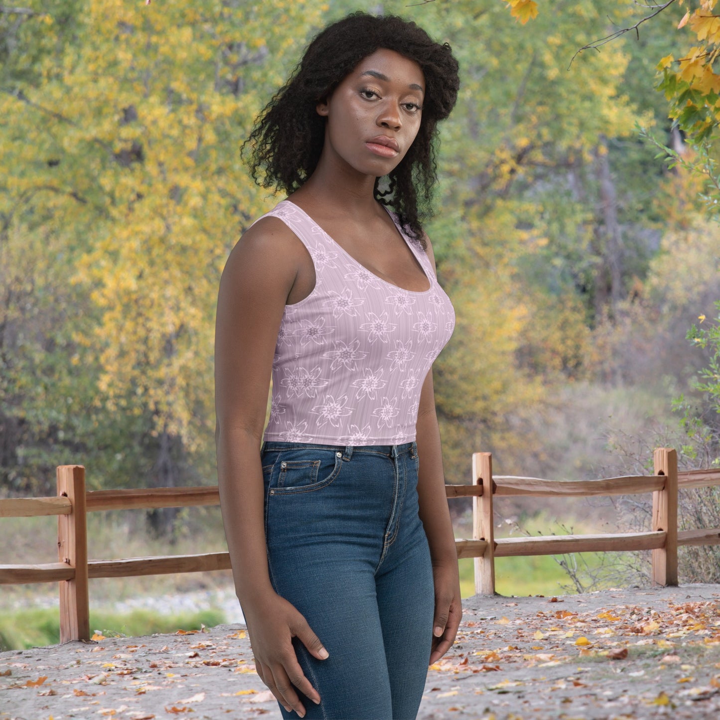 Women's Light Pink Floral Crop Top