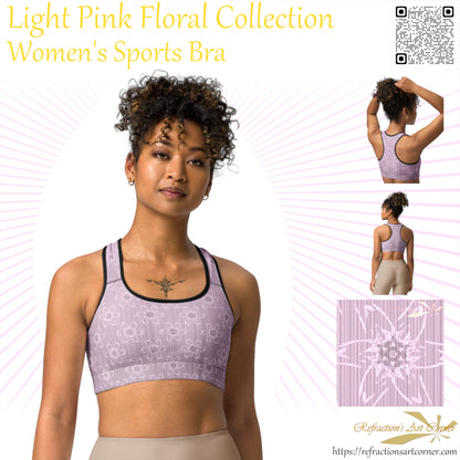 Women's Light Pink Floral Sports Bra