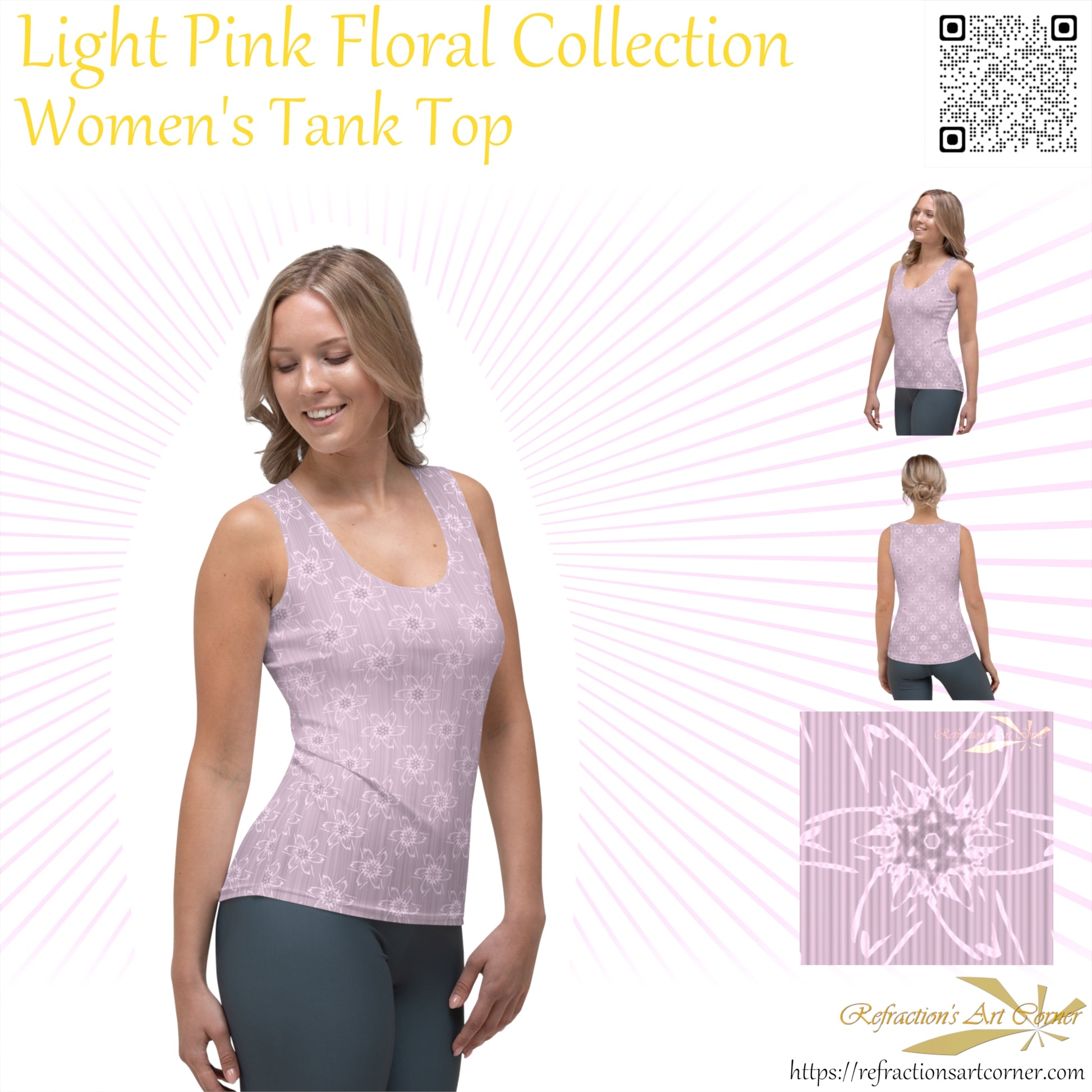 Women's Light Pink Floral Tank Top