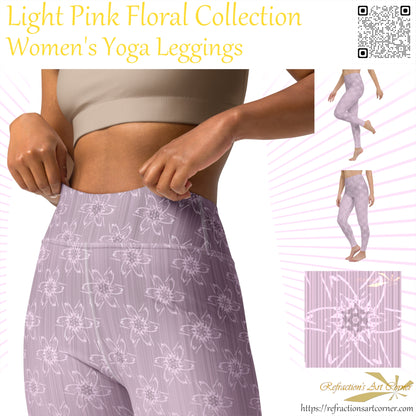 Women's Light Pink Floral Yoga Leggings