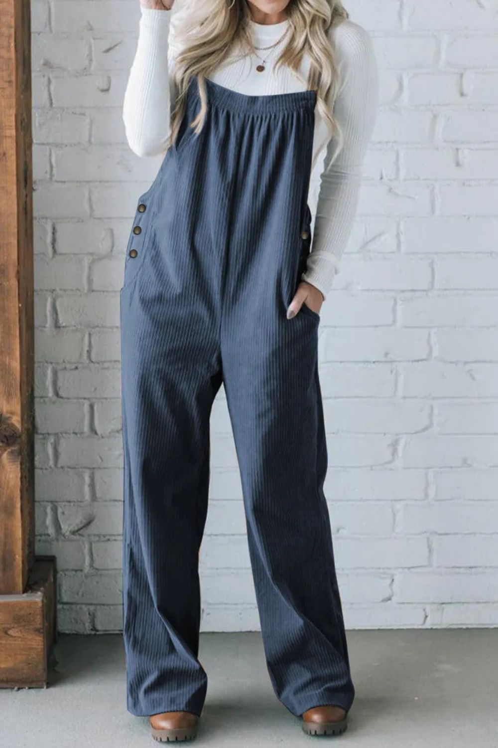 Square Neck Wide Strap Overalls