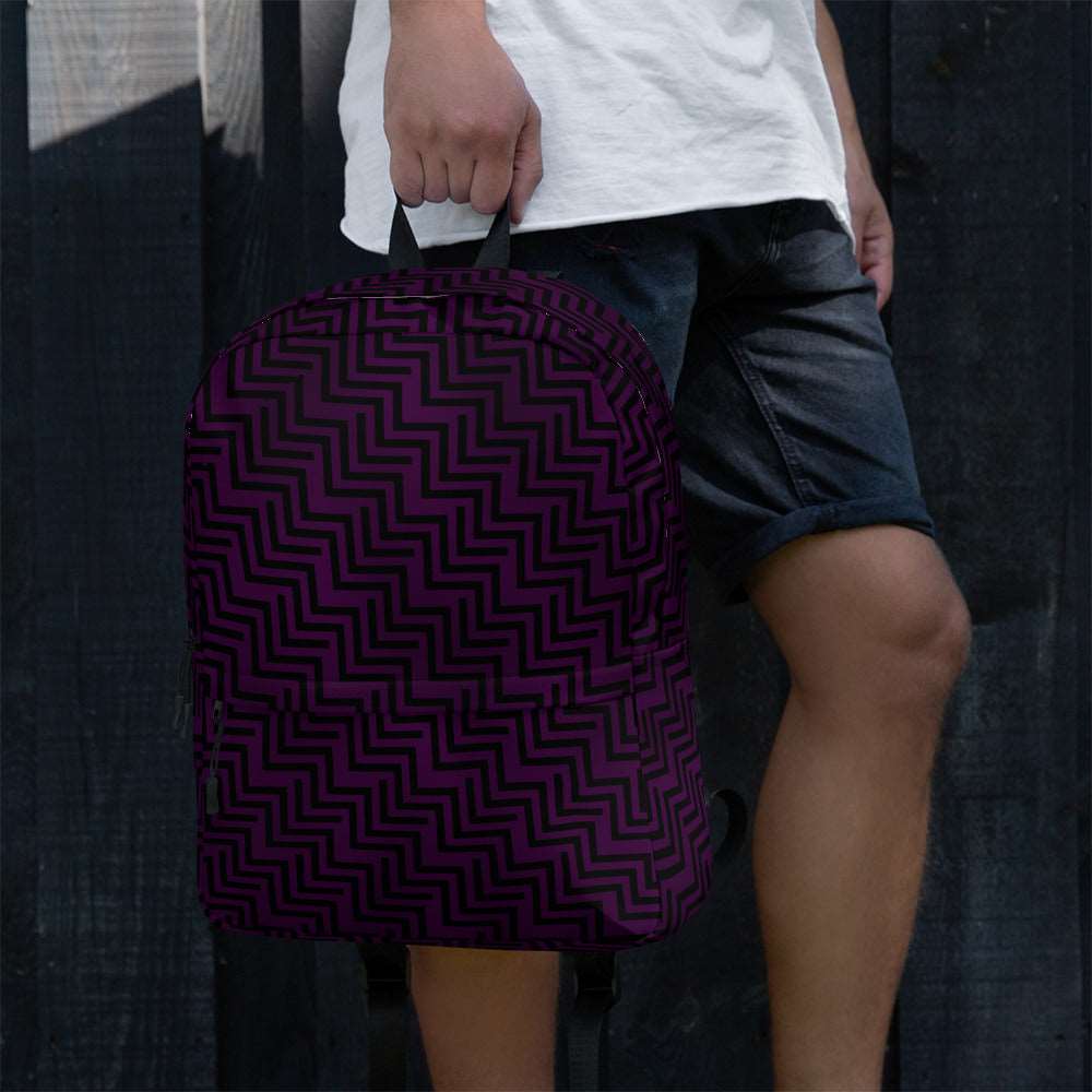 Backpack Purple & Black Zig Zag Print