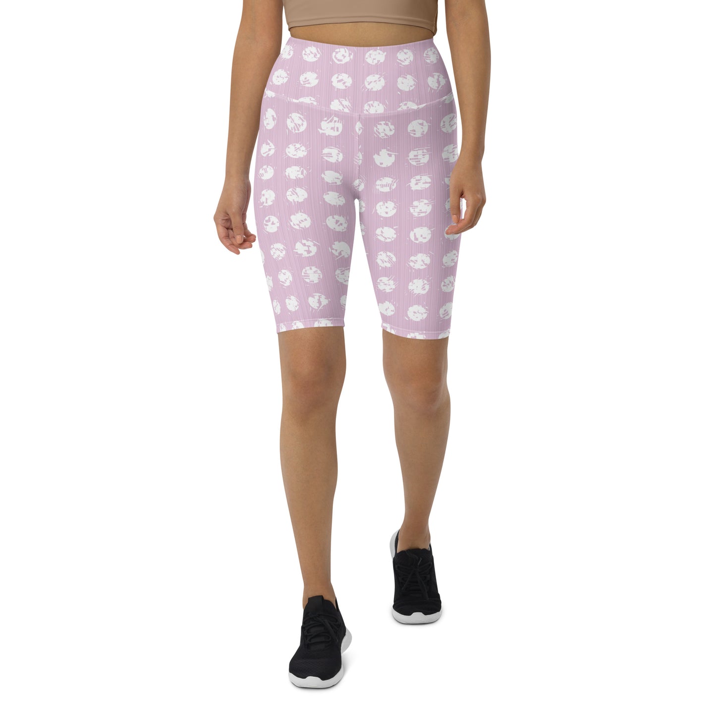 Women's White Polka Dot Pink Biker Shorts