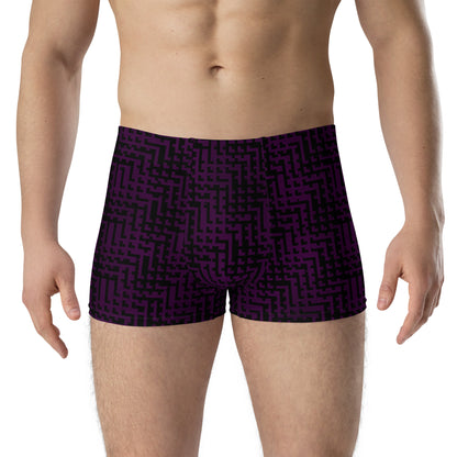 Men's Boxer Briefs Black & Purple Houndstooth-Gingham Mix