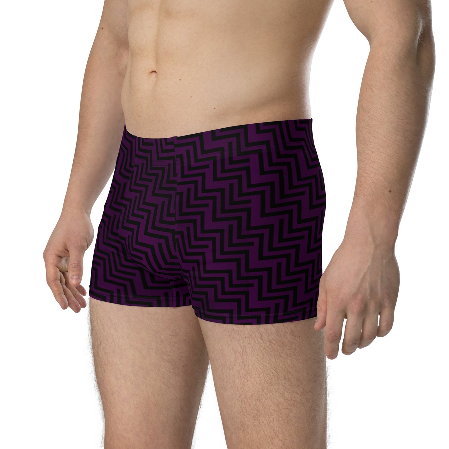 Men's Boxer Briefs Purple & Black Zig Zag Print