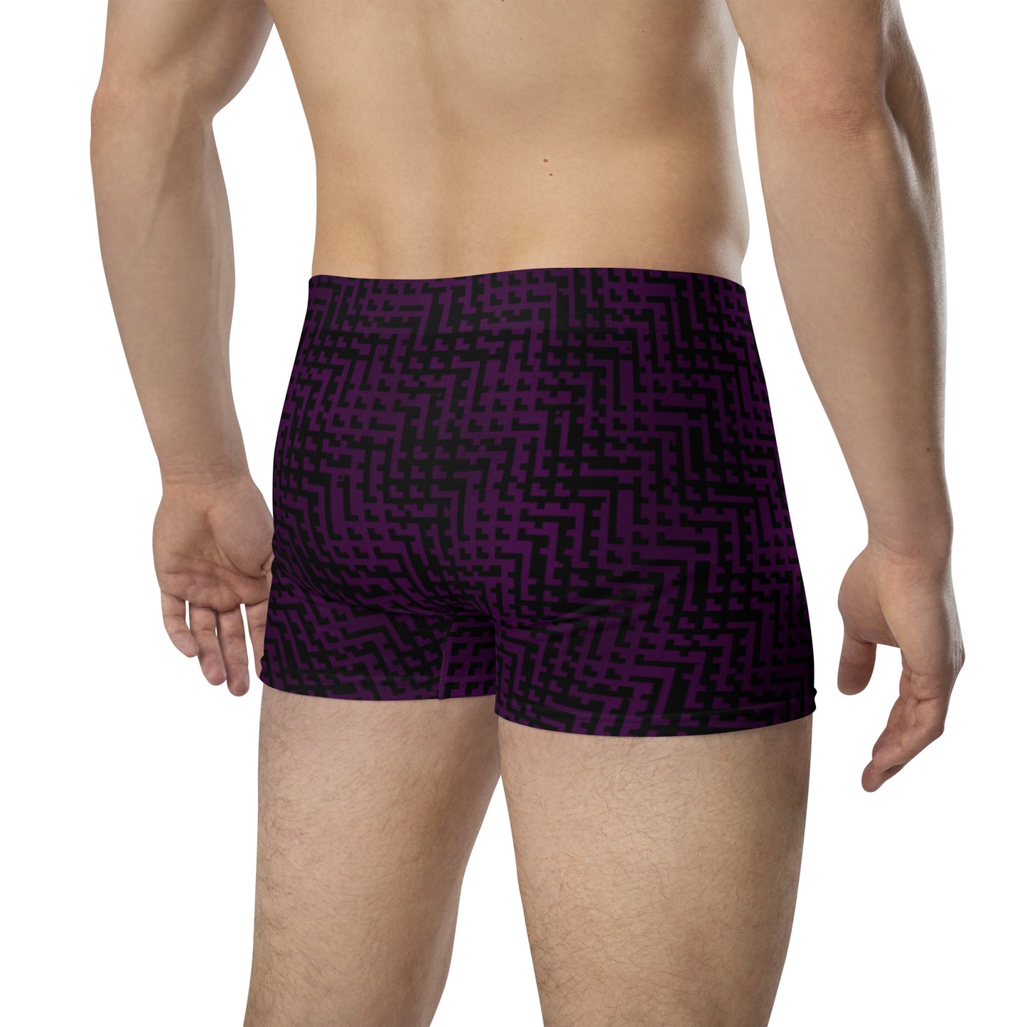 Men's Boxer Briefs Black & Purple Houndstooth-Gingham Mix