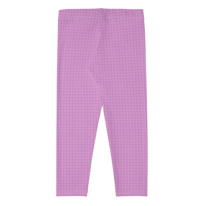 Women's Capri Leggings Pink Houndstooth-Gingham Mix