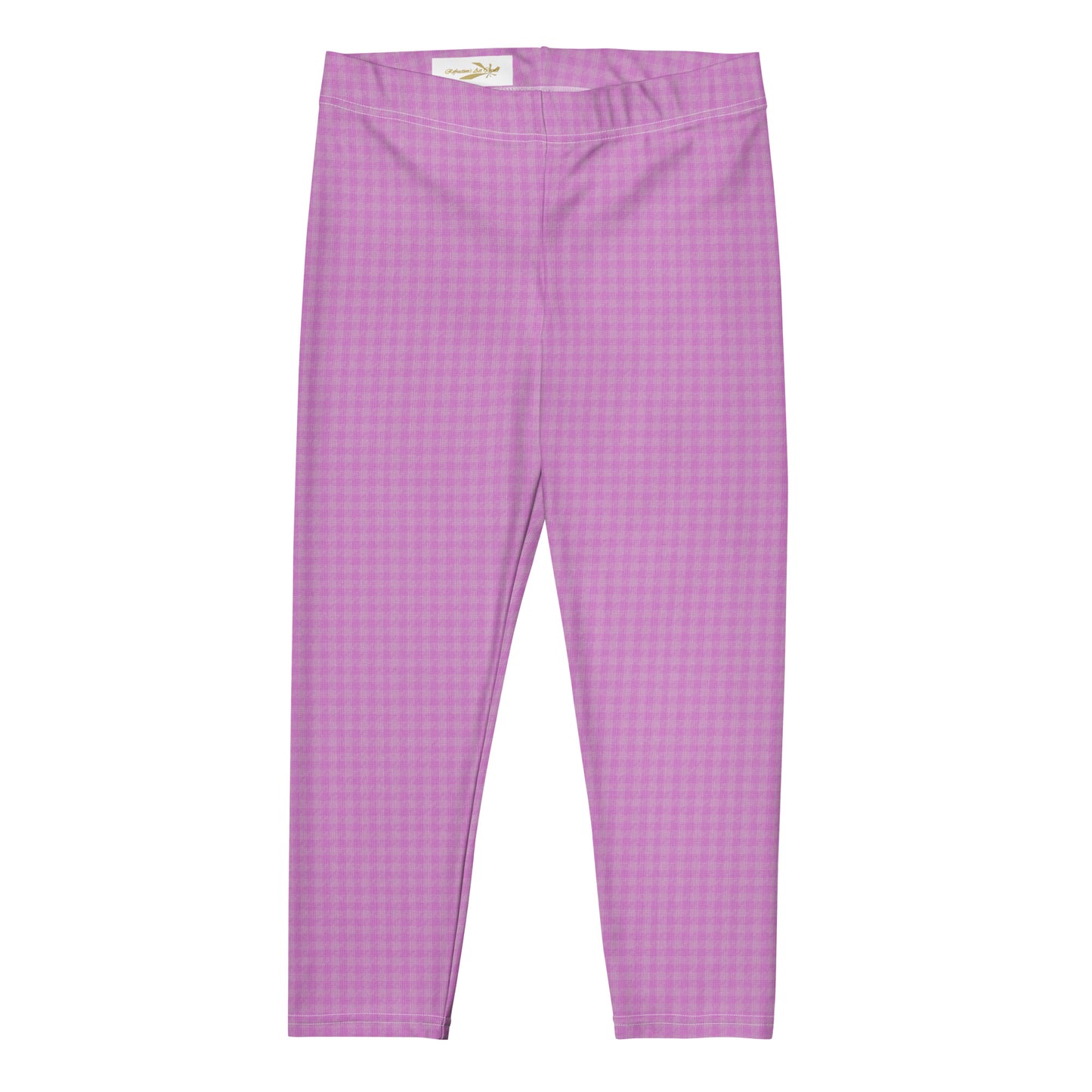 Women's Capri Leggings Pink Houndstooth-Gingham Mix