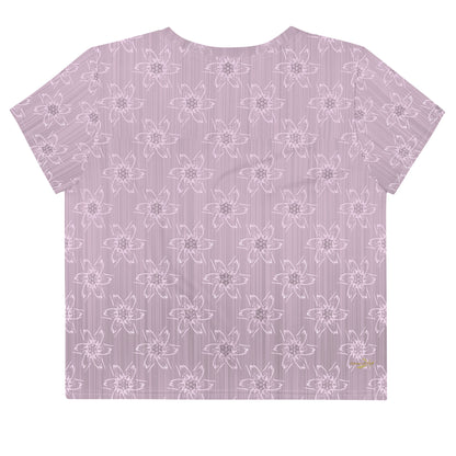 Women's Light Pink Floral Crop Tee