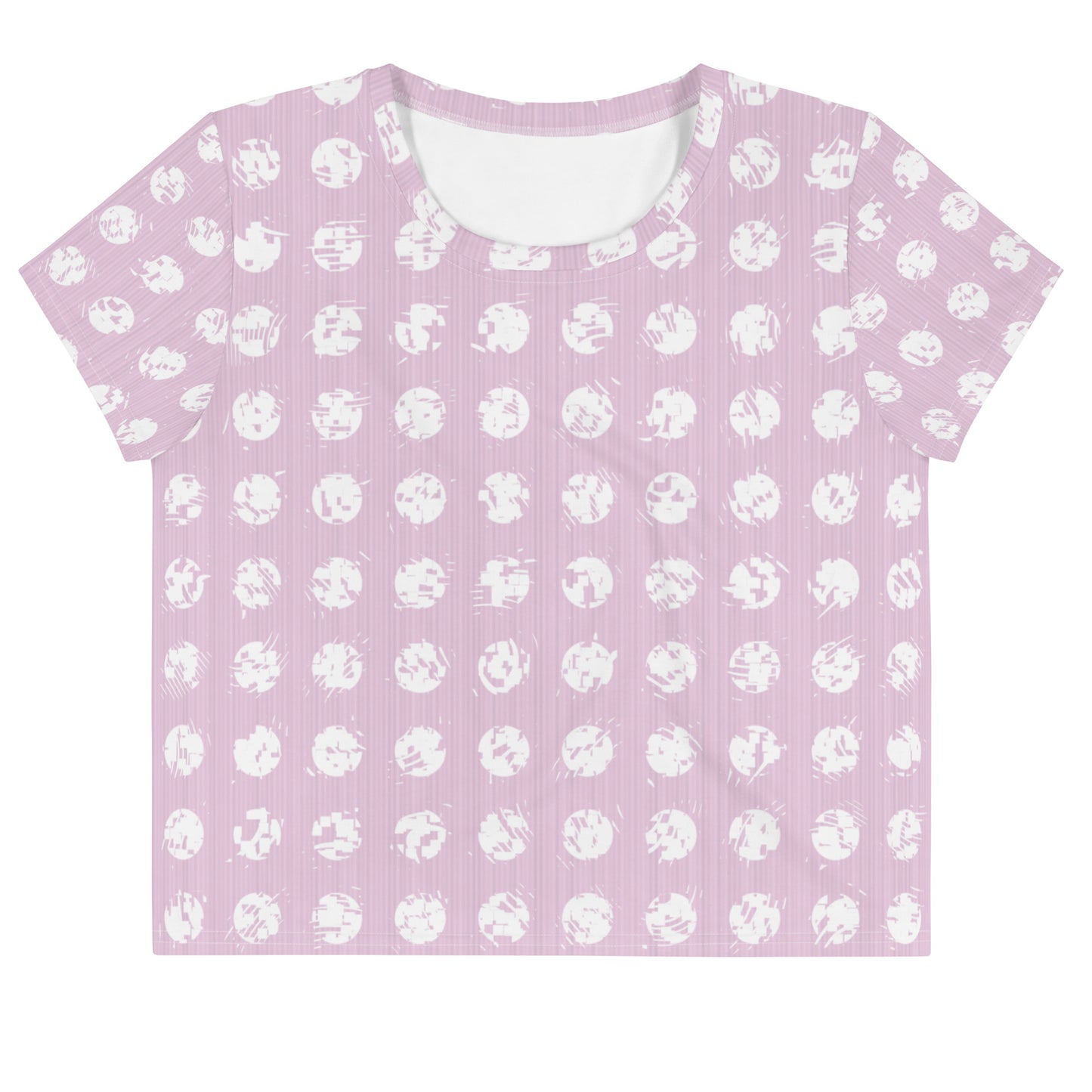 Women's White Polka Dot Pink Crop Tee