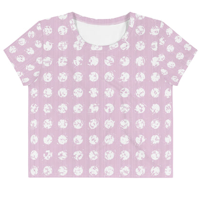 Women's White Polka Dot Pink Crop Tee