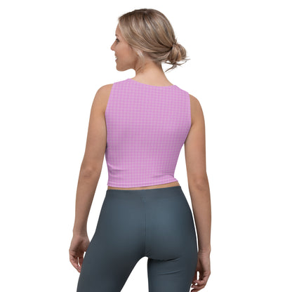 Women's Crop Top Pink Houndstooth-Gingham Mix