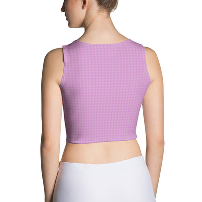 Women's Crop Top Pink Houndstooth-Gingham Mix