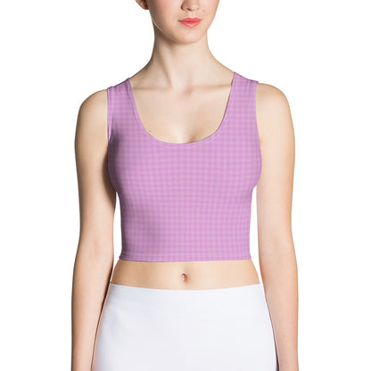 Women's Crop Top Pink Houndstooth-Gingham Mix