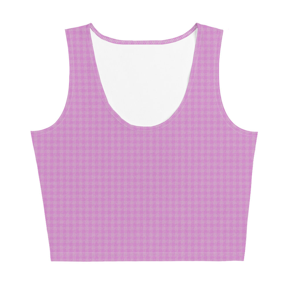 Women's Crop Top Pink Houndstooth-Gingham Mix