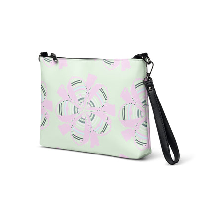 Green Crossbody Bag Floral Art